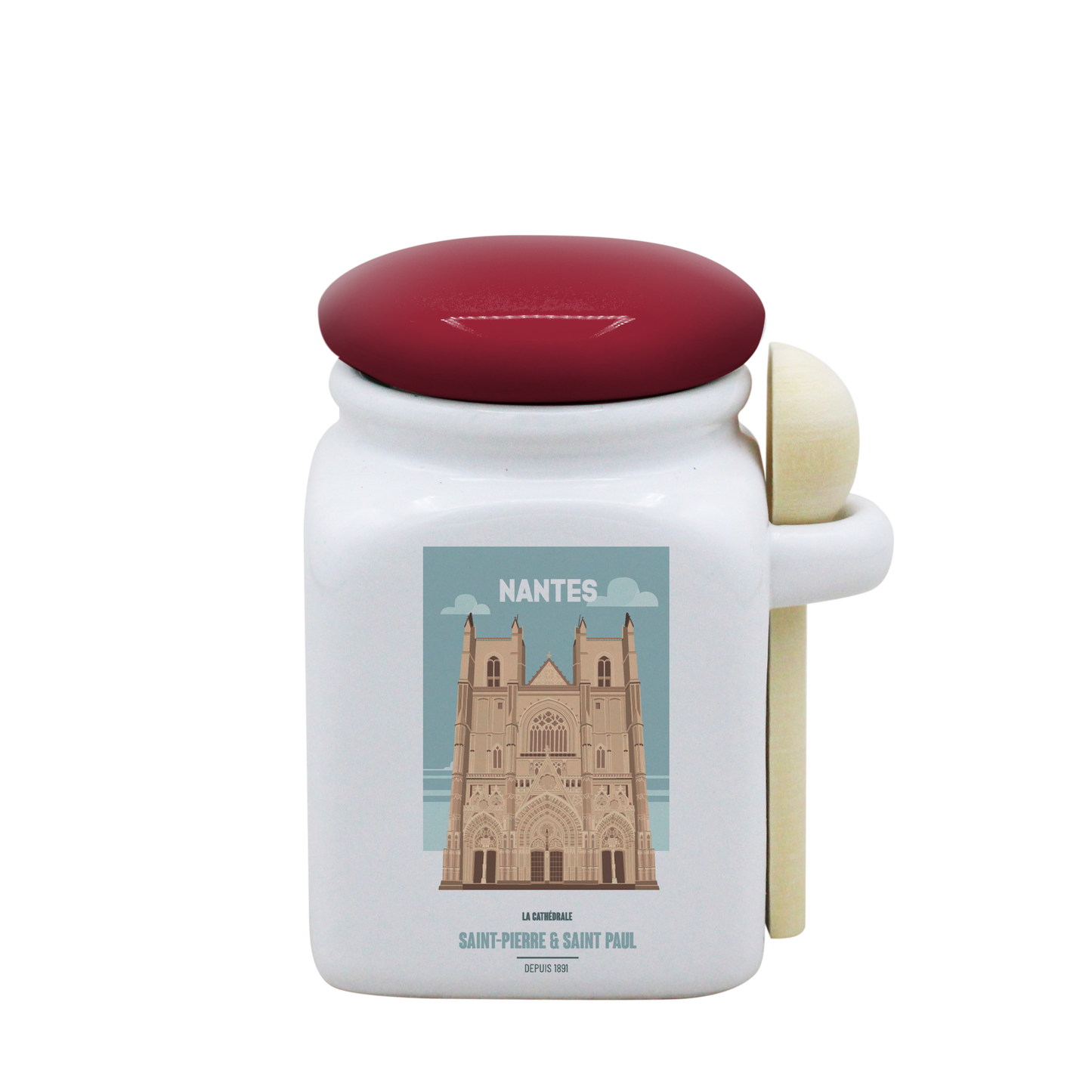 POT BLANC PM COUV. ROUGE+CUIL. BOIS-NTECATHE