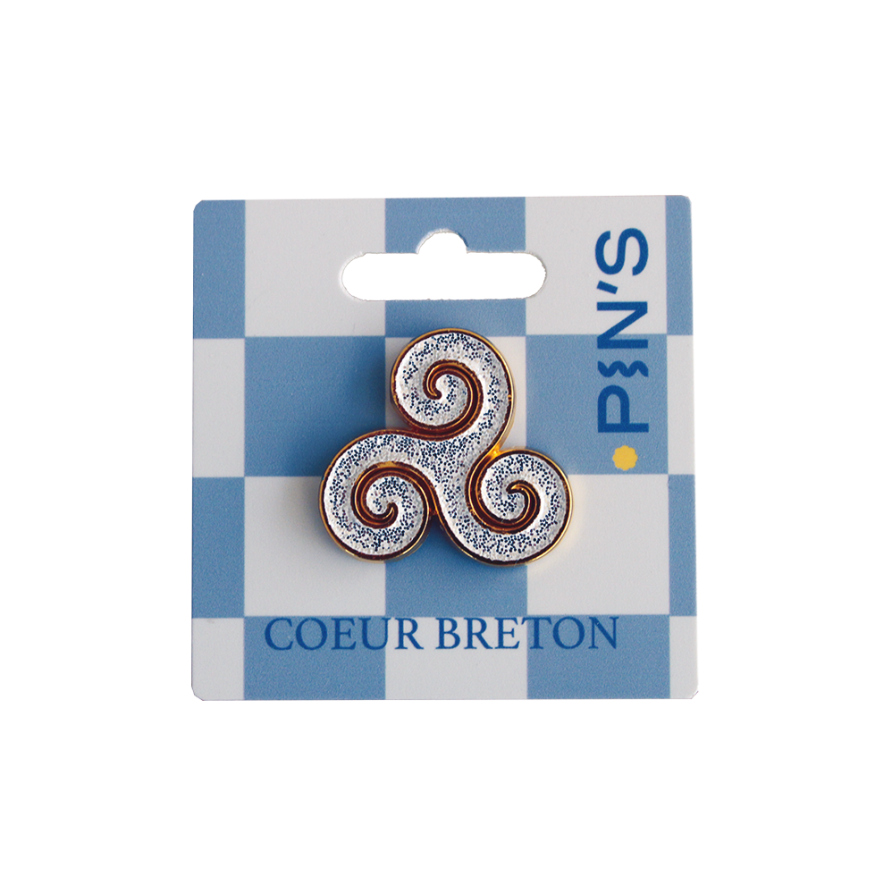PINS DORÉ TRISKEL À PAILLETTES