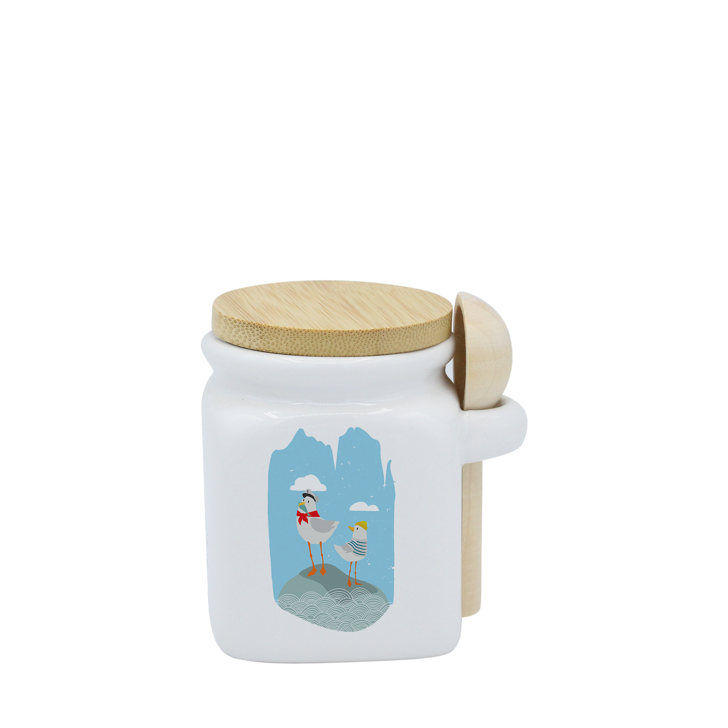 POT BLANC MINI COUV. BAMBOO+CUIL. BOIS - MARIN MOUETTE