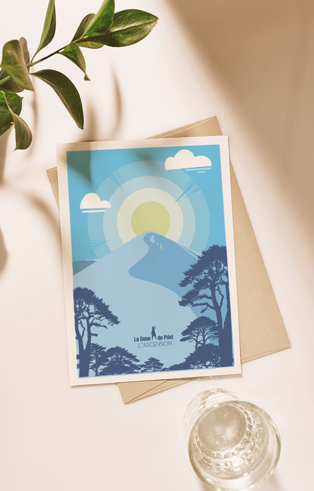 CARTE POSTALE FLAT DESIGN PILAT BLEU NUIT