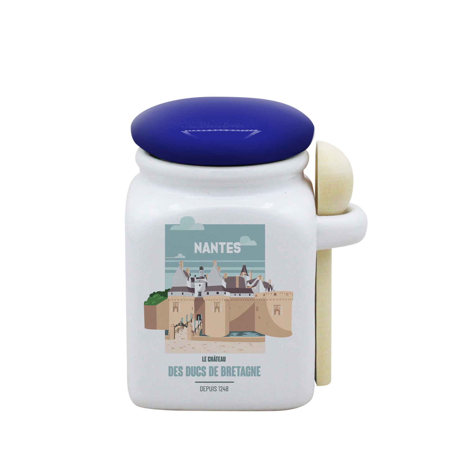 POT BLANC PM COUV. BLEU+CUIL. BOIS-NTECHATO