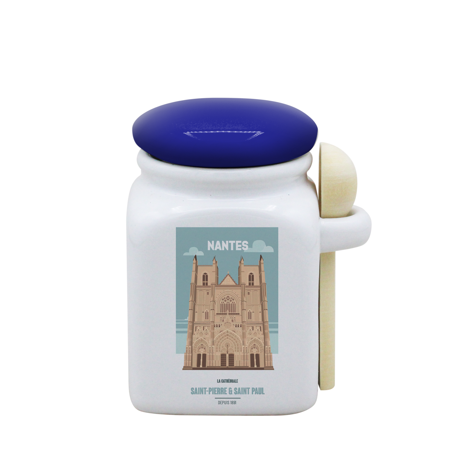 POT BLANC PM COUV. BLEU+CUIL. BOIS-NTECATHE