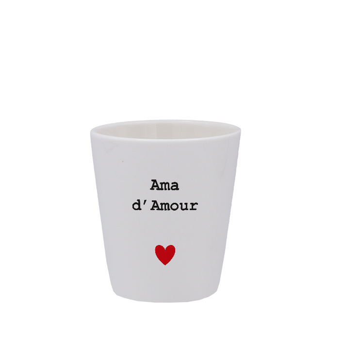 TASSE ESPRESSO BLANCHE S/ANSE - CŒUR AMA D'AMOUR