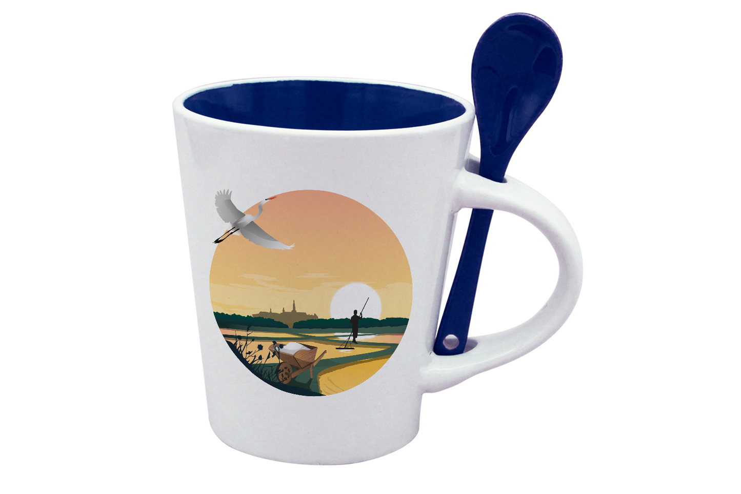 MUG CUILLERE BLANC INT. BLEU-MARHERON