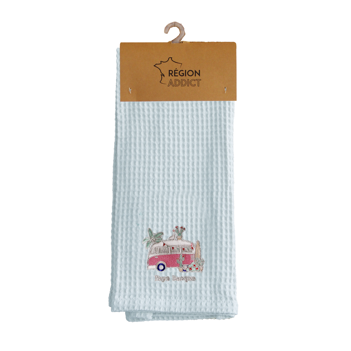 TORCHON NID D'ABEILLE VAN BASQUE BLEU