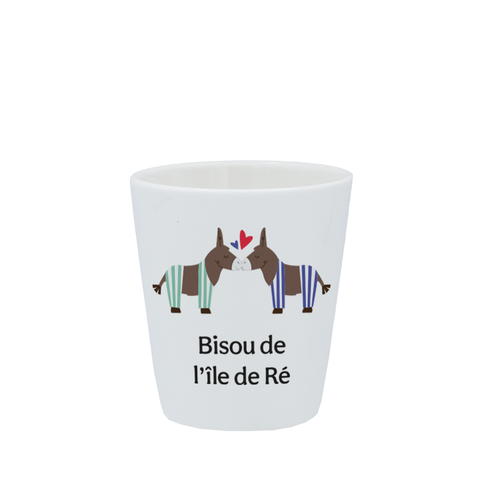 TASSE ESPRESSO BLANCHE S/ANSE - BISOUS DE L'ILE DE RE