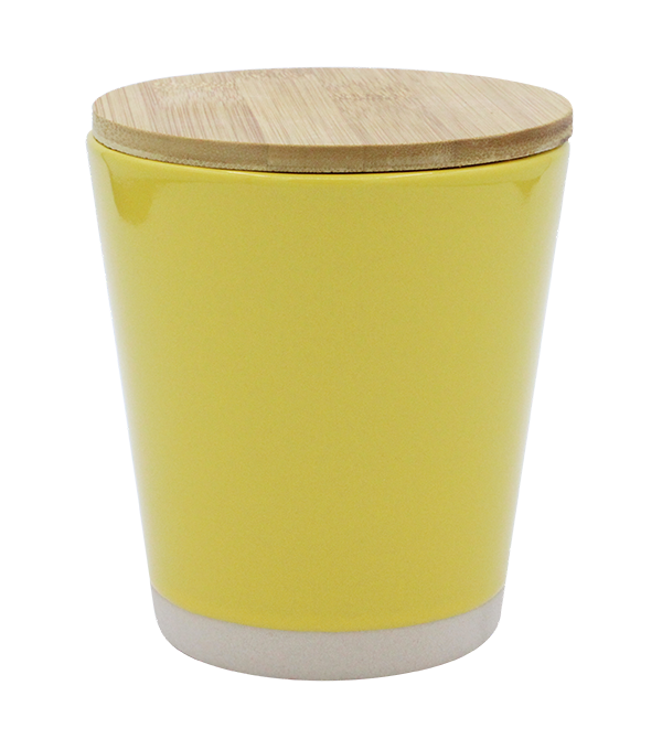POT MM + COUV. BAMBOU BICOLOR JAUNE