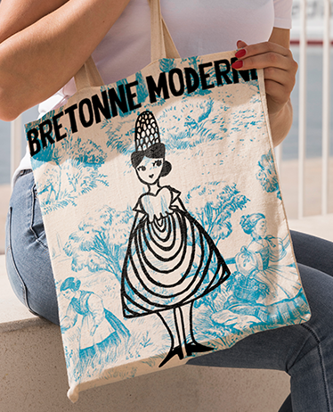 TOTE BAG BRETONNE MODERNE BLEU