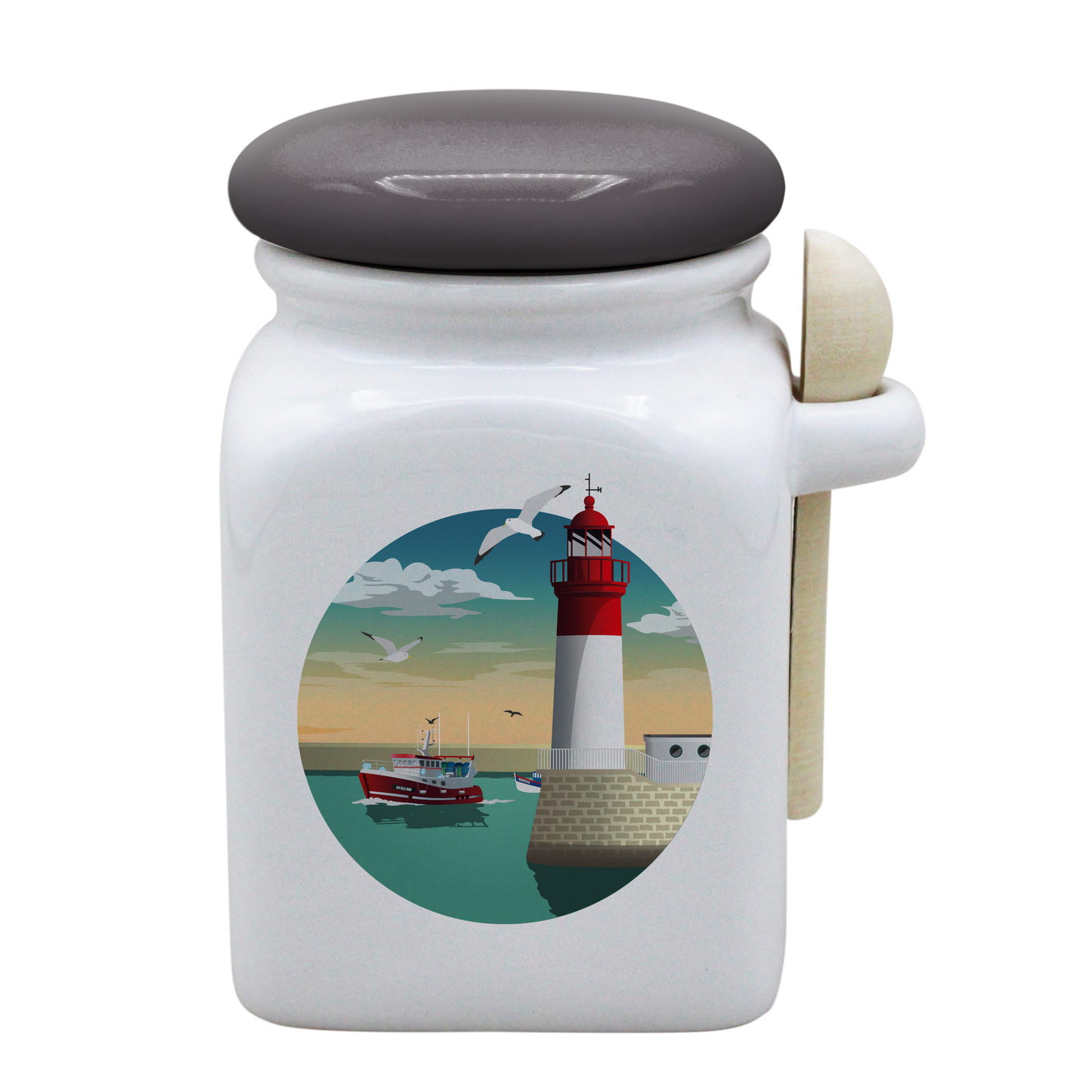 POT BLANC MM COUV. GRIS +CUIL. BOIS-PHARECHA