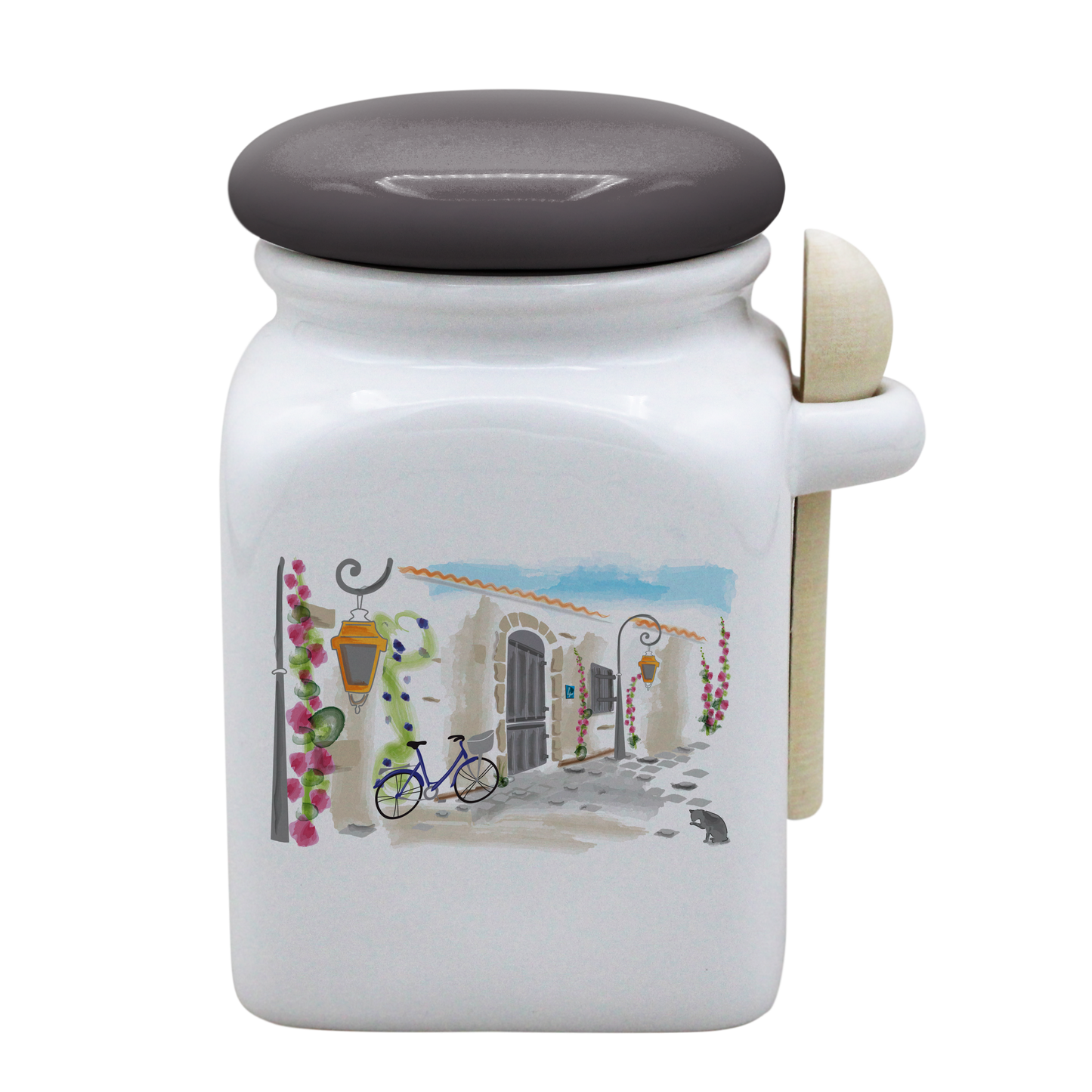POT BLANC MM COUV. GRIS +CUIL. BOIS-RUATL