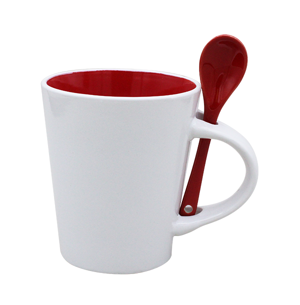 MUG CUILLERE BLANC INT. ROUGE