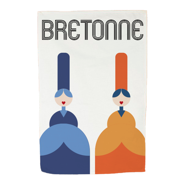 TORCHON BIGOUDENE 70'S BLEU & ORANGE