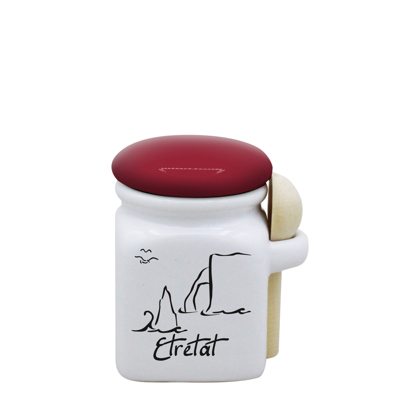 POT BLANC MINI COUV. ROUGE+CUIL. BOIS -ETRETF