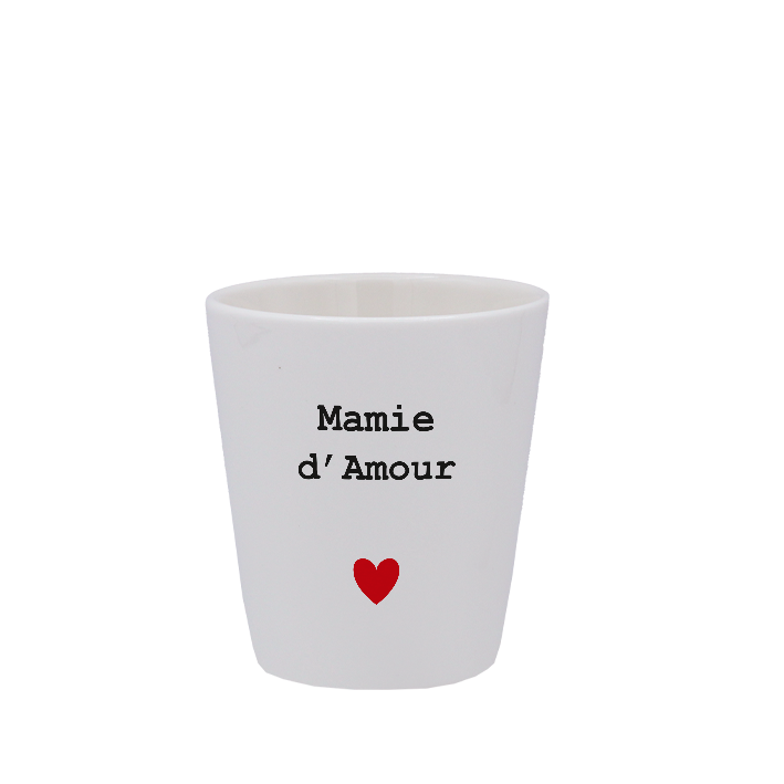 TASSE ESPRESSO BLANCHE S/ANSE - CŒUR MAMIE D'AMOUR