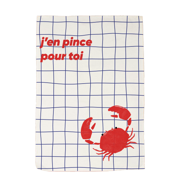 TORCHON J'EN PINCE POUR TOI CRABE