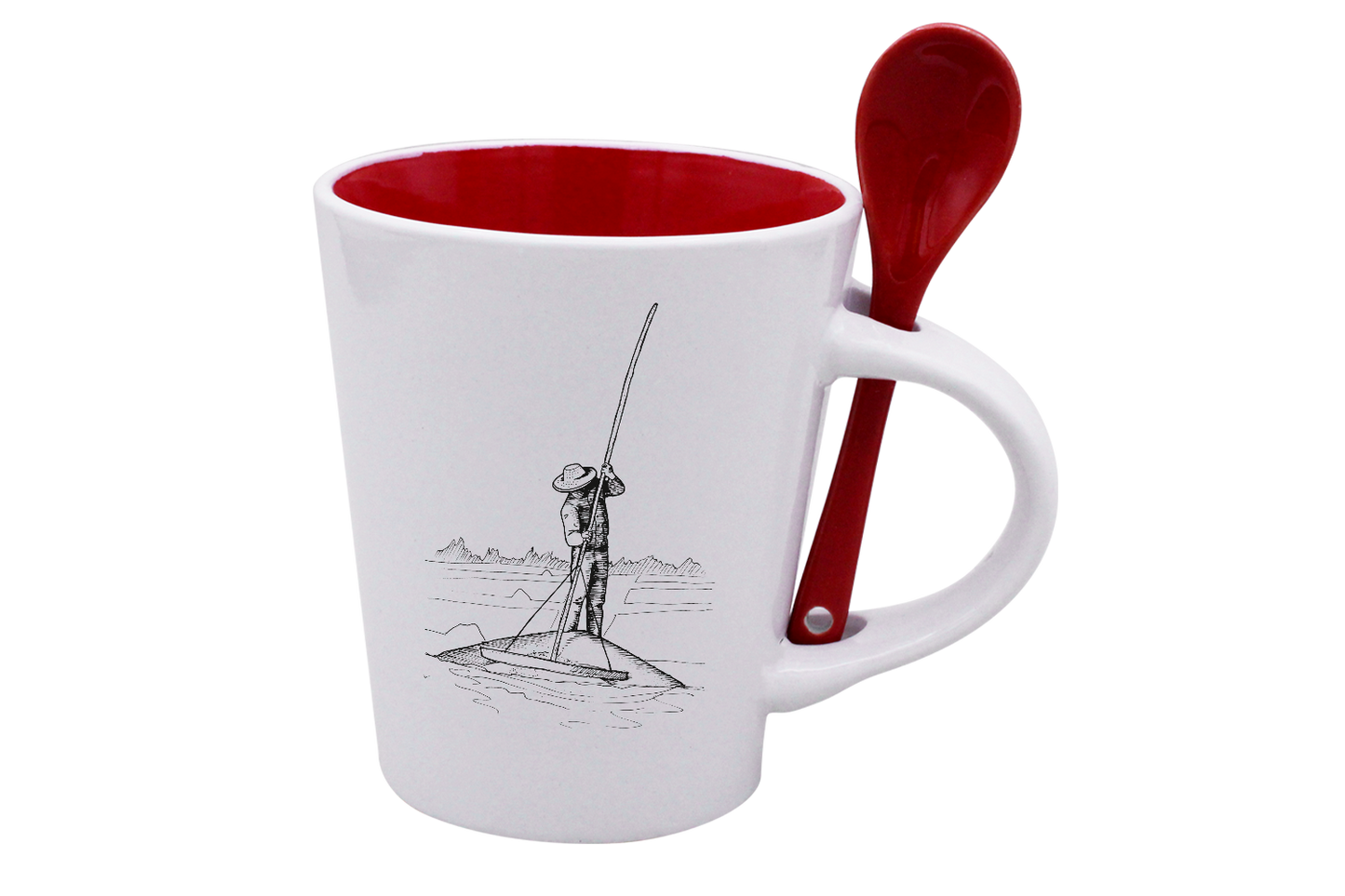 MUG CUILLERE BLANC INT. ROUGE-PALUA