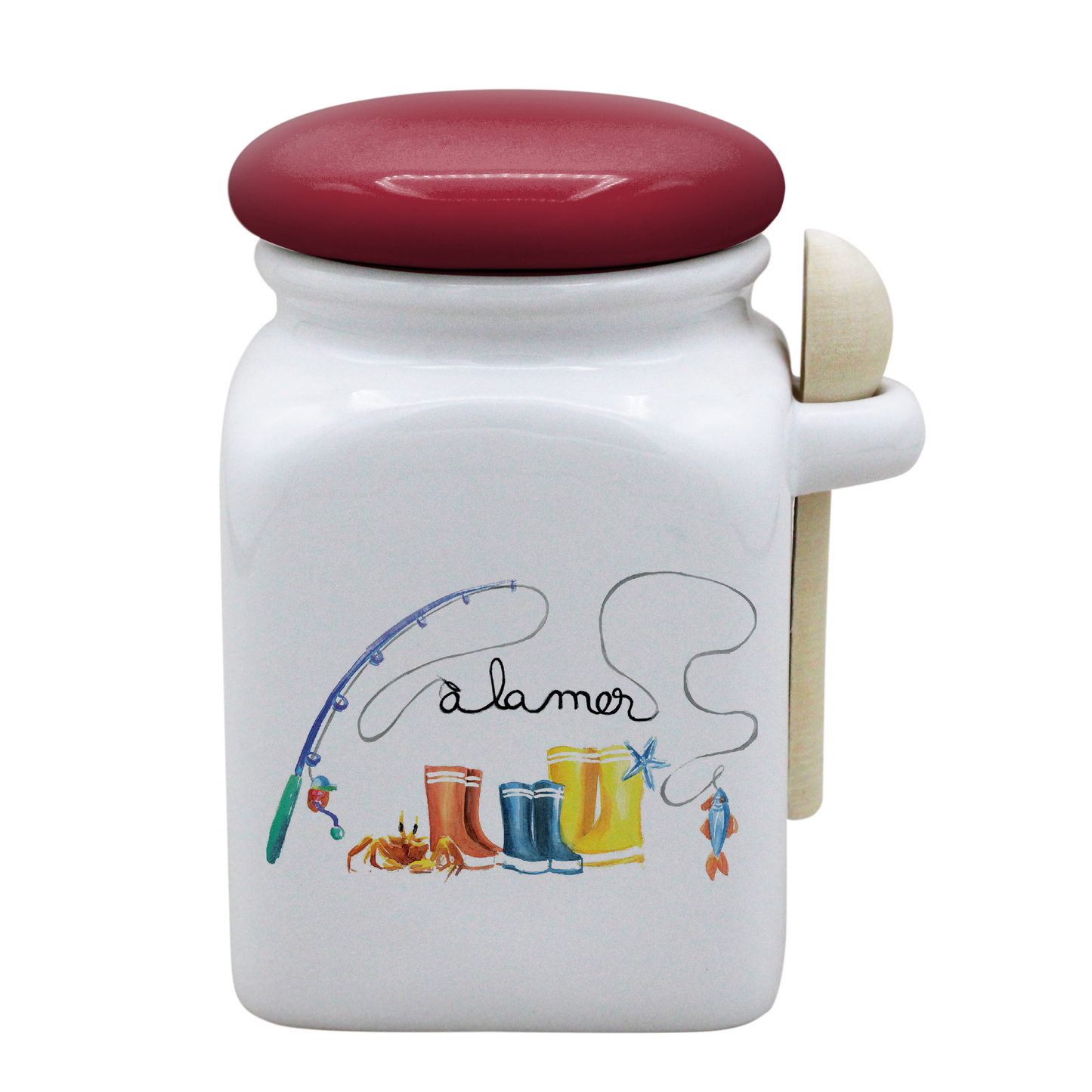 POT BLANC MM COUV. ROUGE+CUIL. BOIS-BOTTE A LA MER