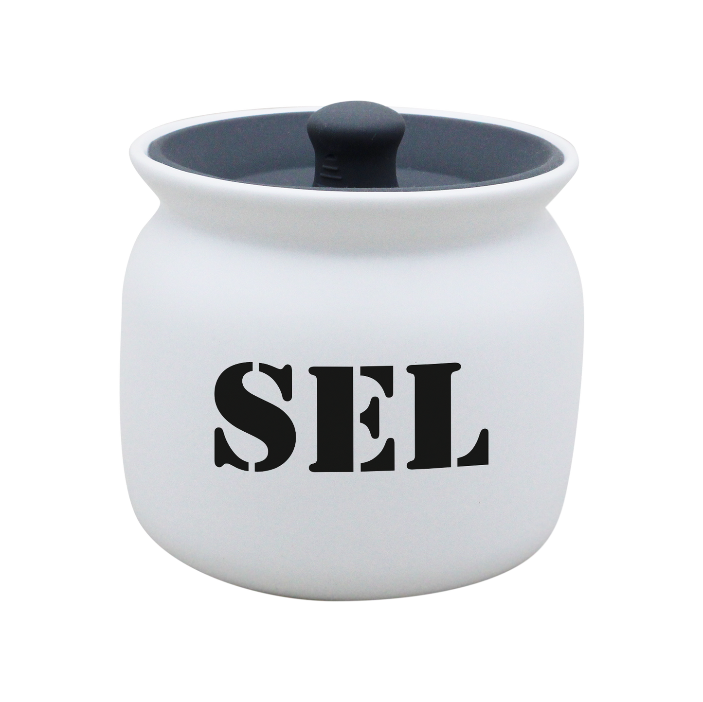 POT BLANC GM COUV. SILICONE GRIS -SELS