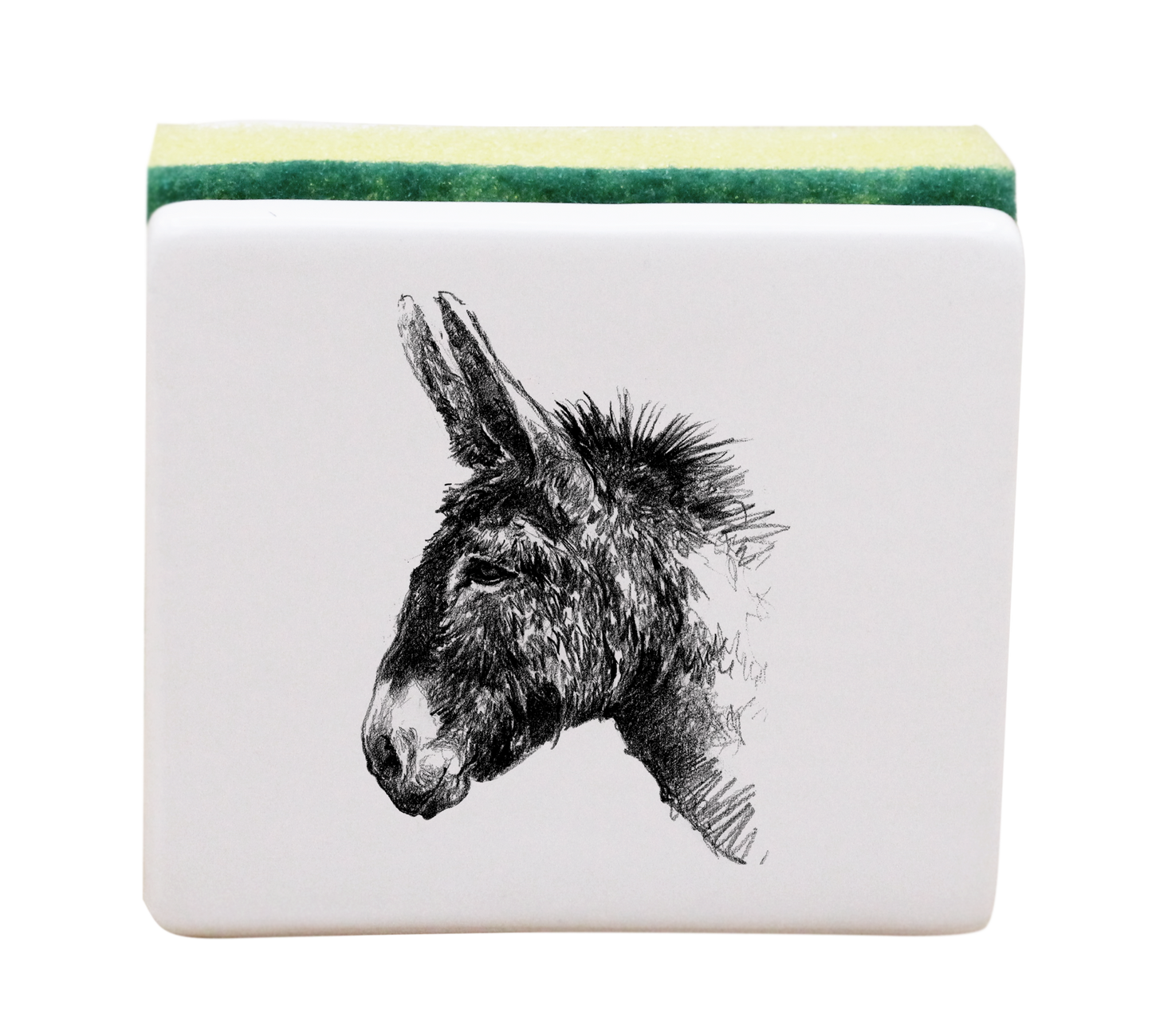 PORTE EPONGE BLANC - DESSIN MONOCHROME TETE D'ANE
