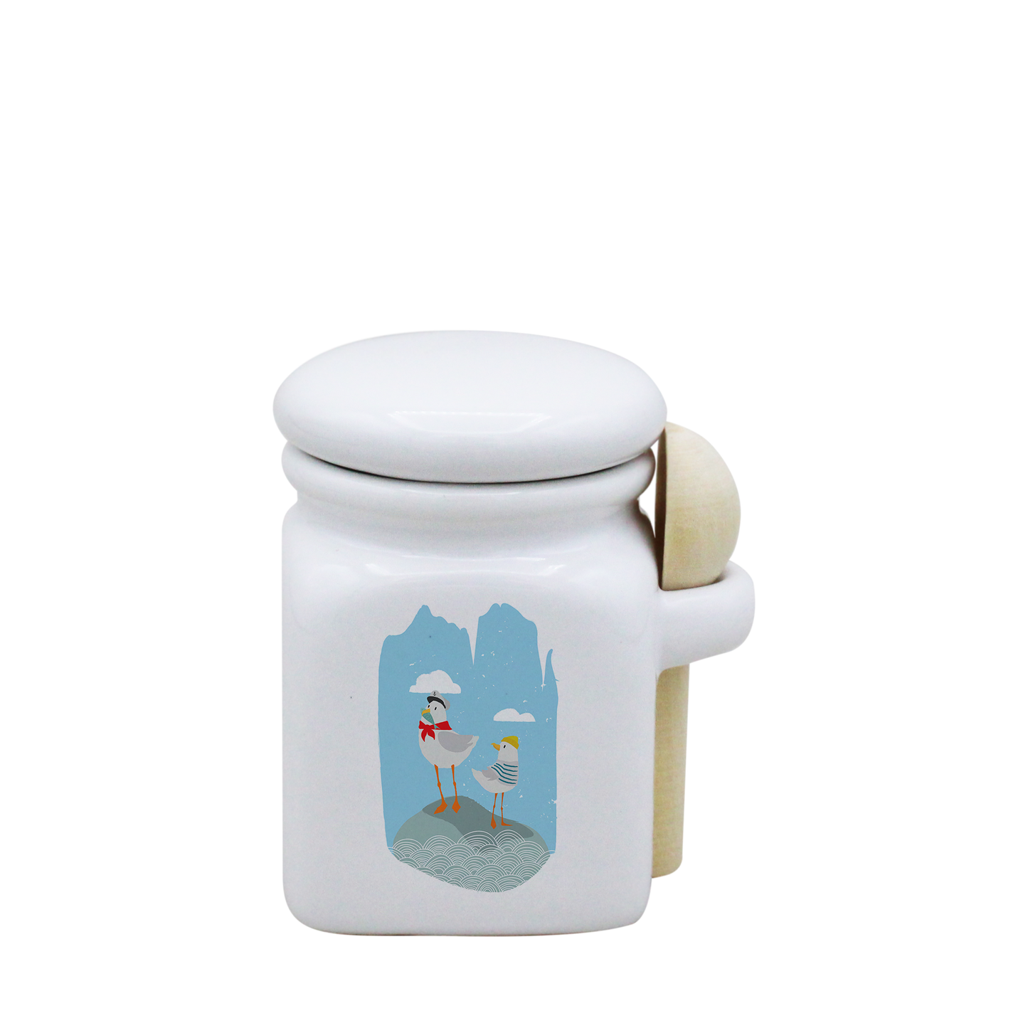 POT BLANC MINI COUV. BLANC+CUIL. BOIS - MARIN MOUETTE