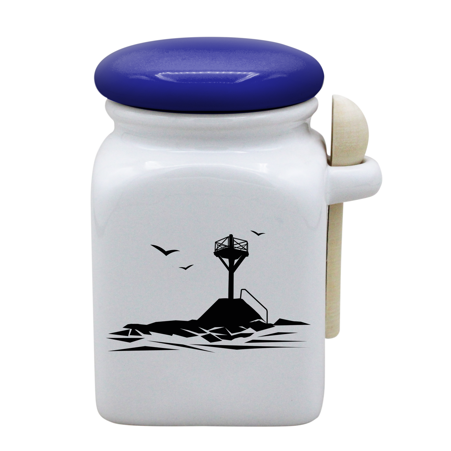 POT BLANC MM COUV. BLEU +CUIL. BOIS - PASSAGE DU GOIS NOIR ET BLANC