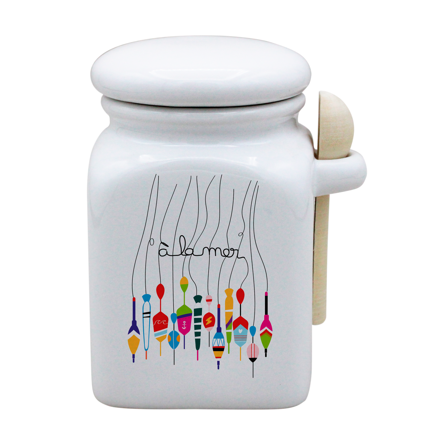 POT BLANC MM COUV. BLANC+CUIL. BOIS - A LA MER BOUCHON