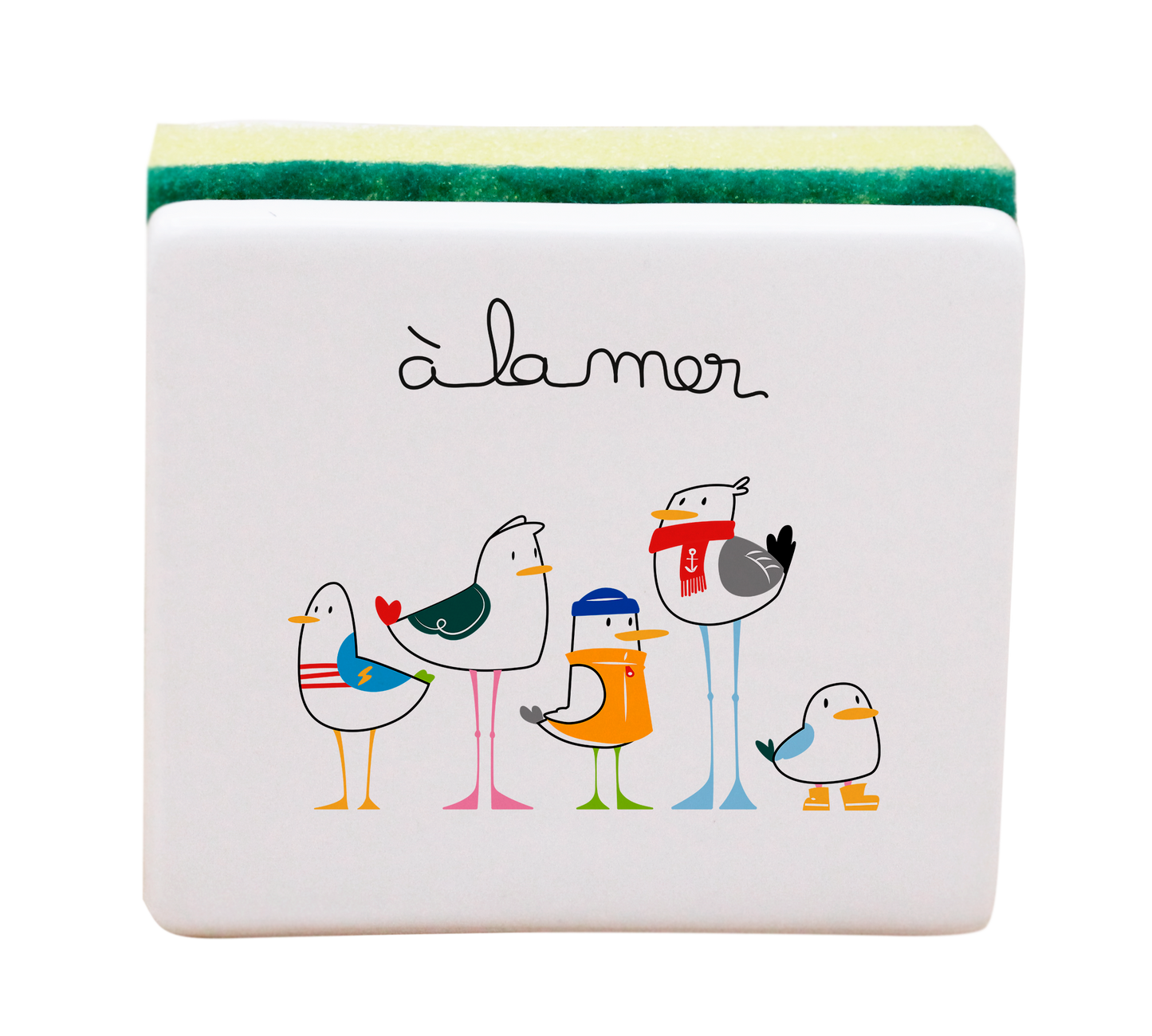 PORTE EPONGE BLANC-A LA MER MOUETTES