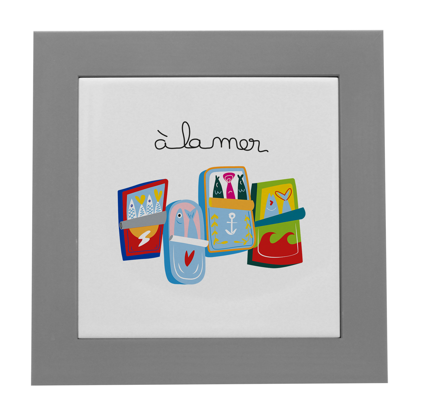ENTOURAGE BOIS GRIS-CARREAU FAIENCE 15x15 NU-A LA MER SARDINES