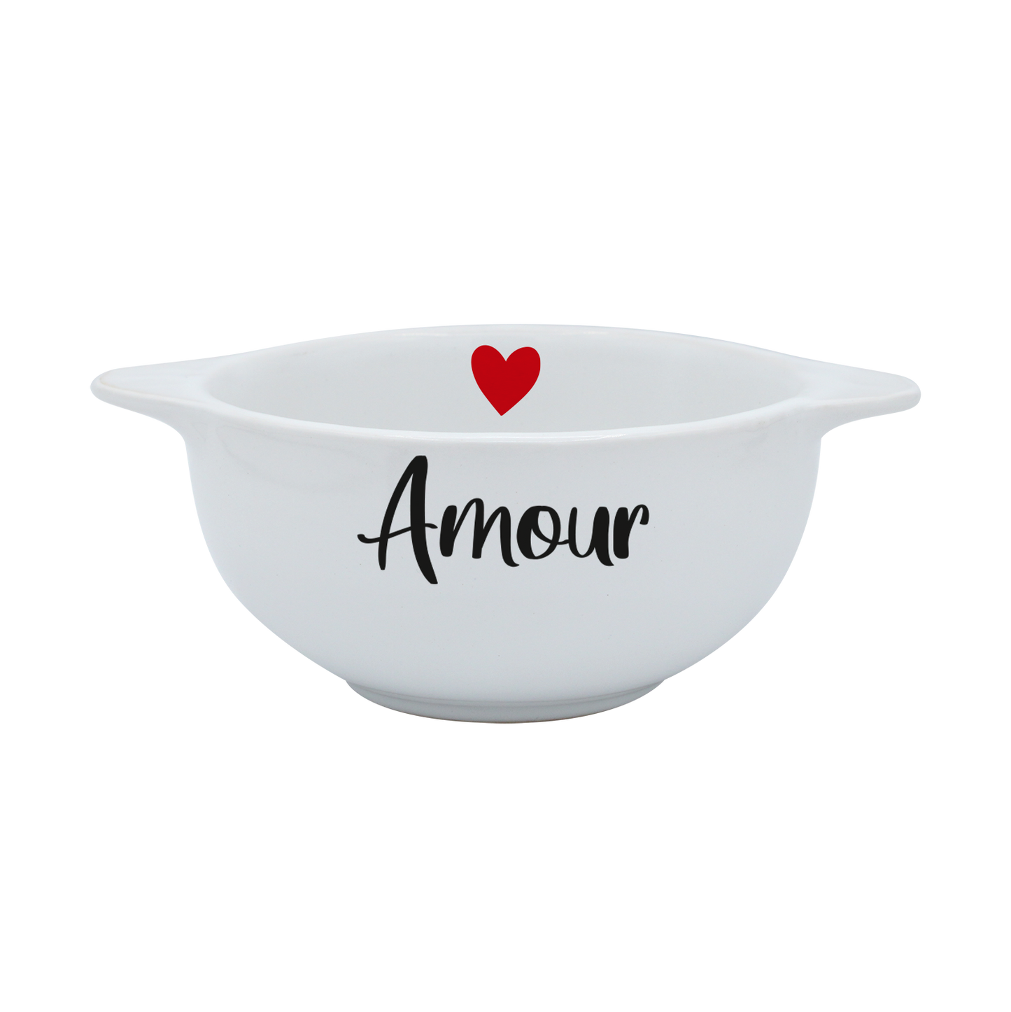 BOL A OREILLES BLANC - ECRITURE AMOUR + PICTO COEUR