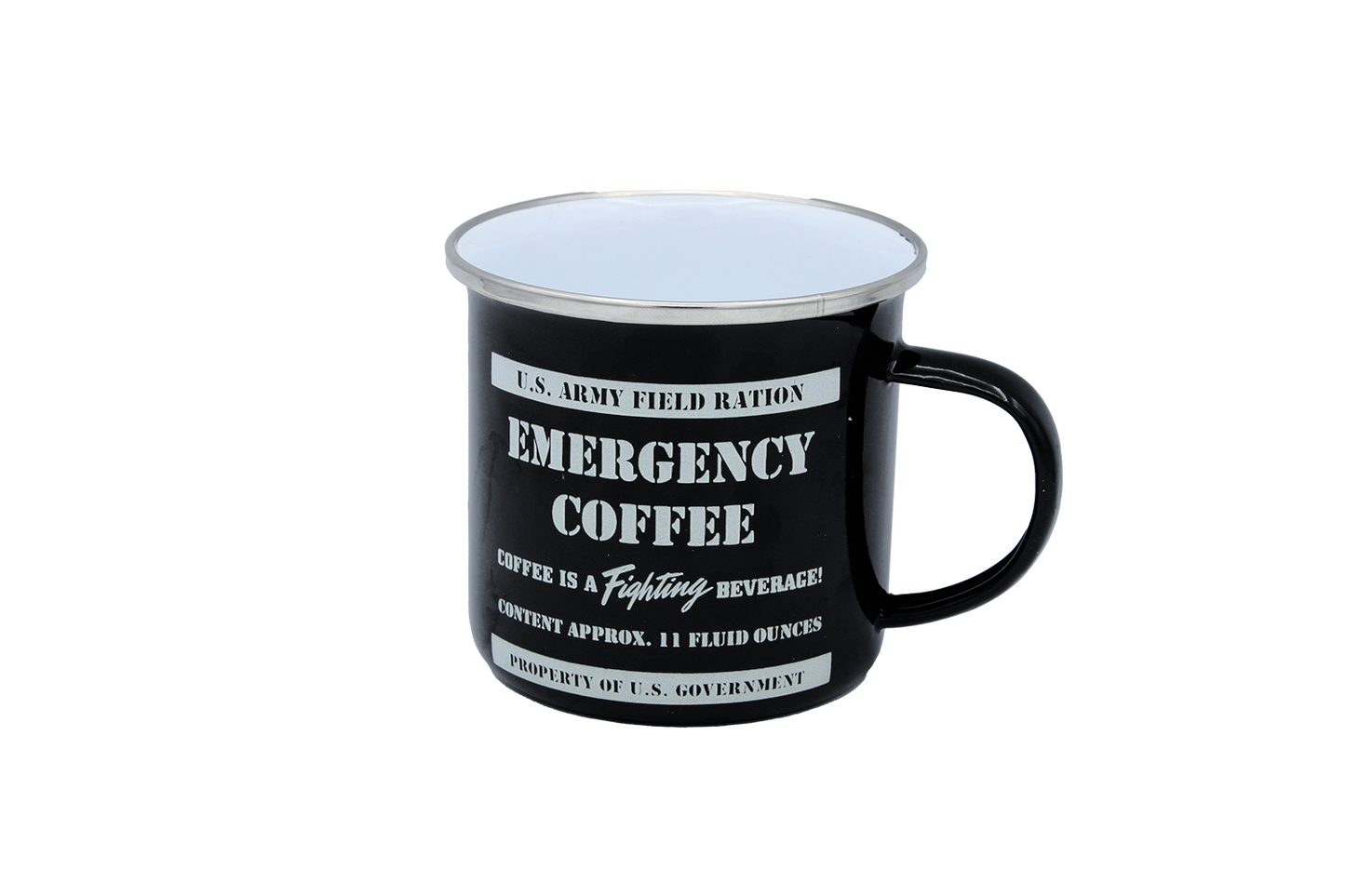 MUG METAL EMERGENCY COFEE NOIR