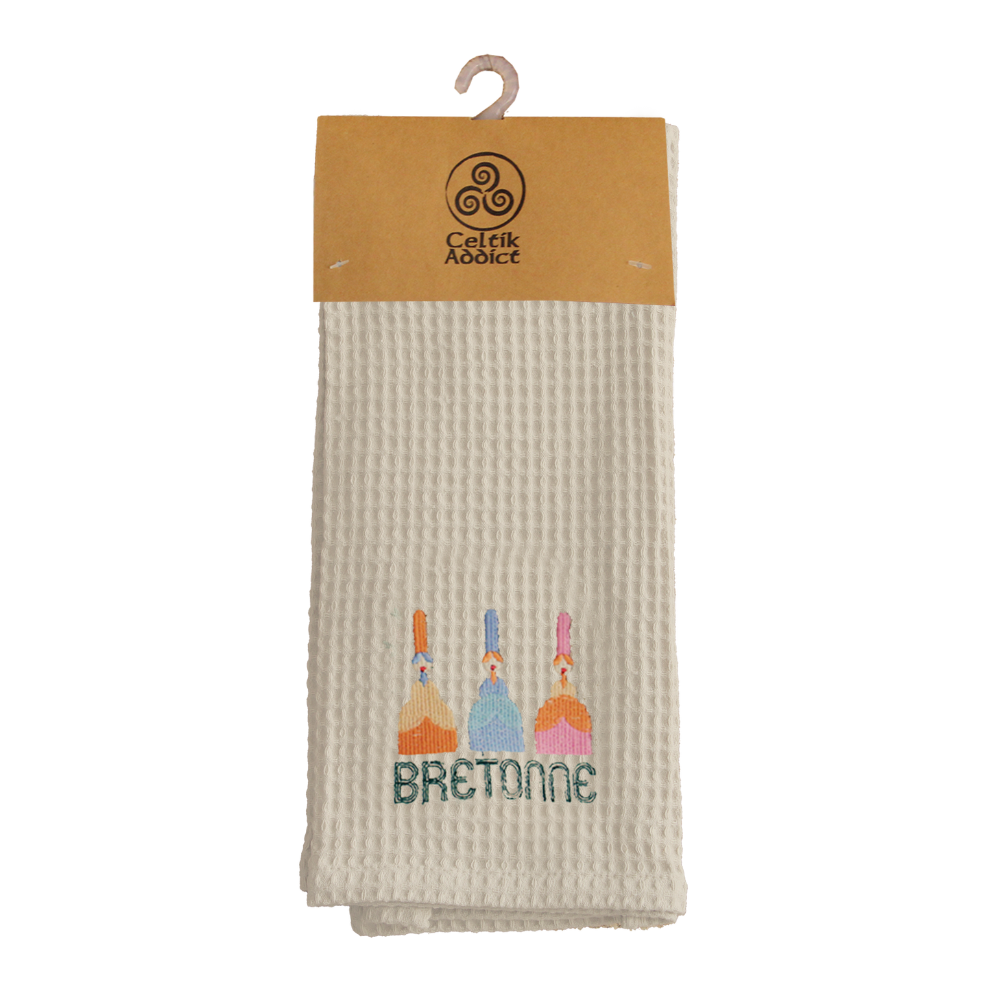 TORCHON NID D'ABEILLE BIGOUDENE 70S CREME