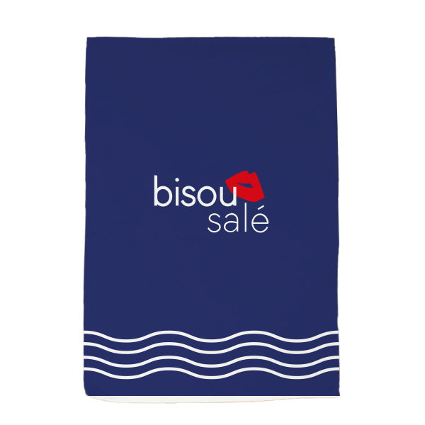 TORCHON BISOUS SALÉ BLEU FONCÉ