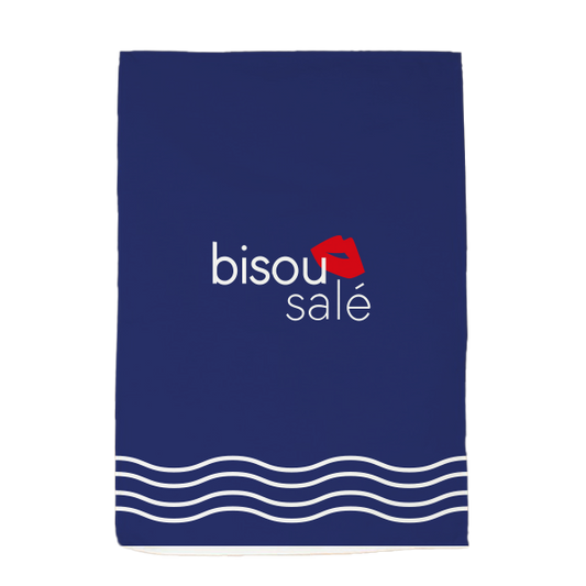 TORCHON BISOUS SALÉ BLEU FONCÉ