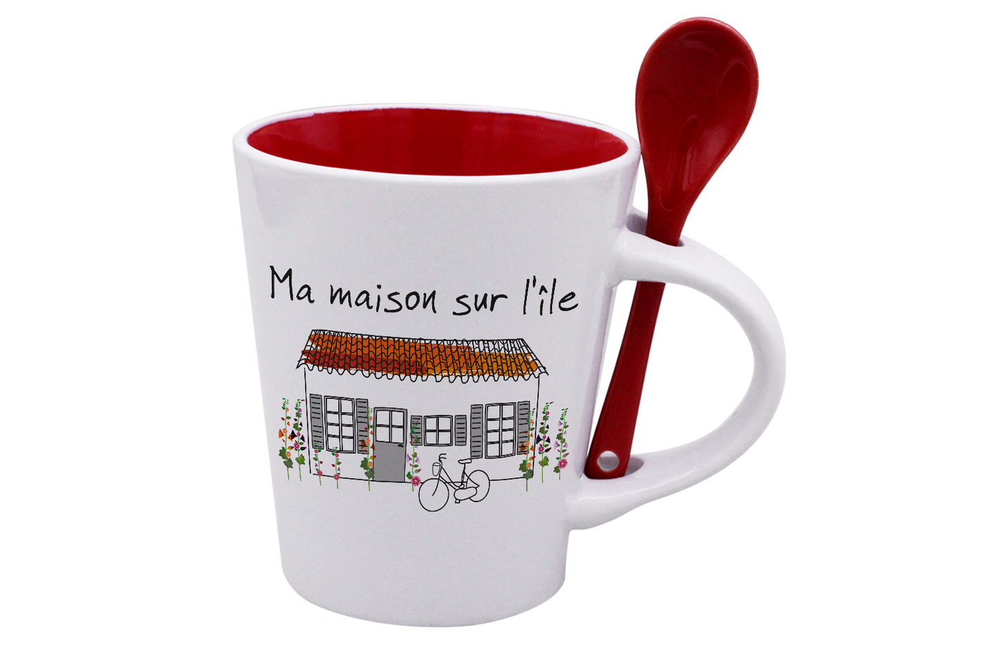 MUG CUILLERE BLANC INT. ROUGE-MMASI