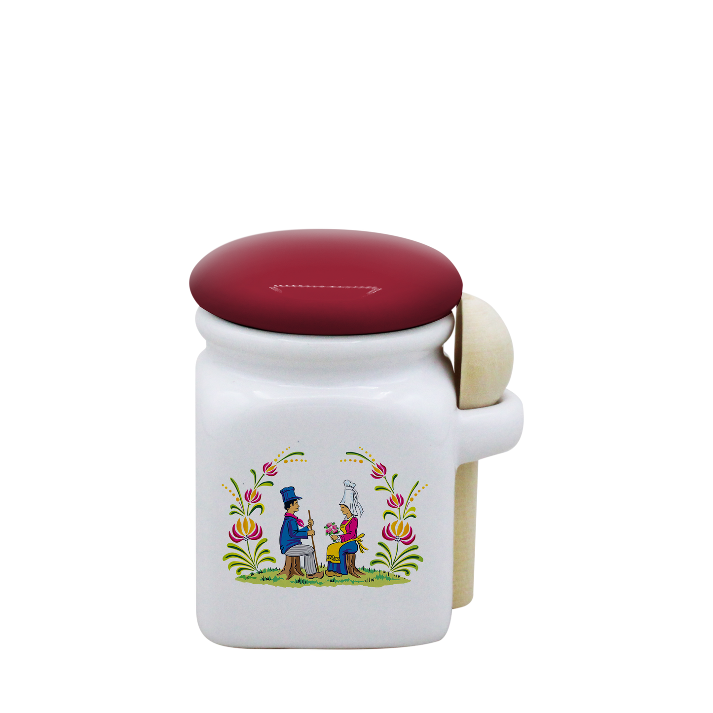 POT BLANC MINI COUV. ROUGE+CUIL. BOIS -RENOR