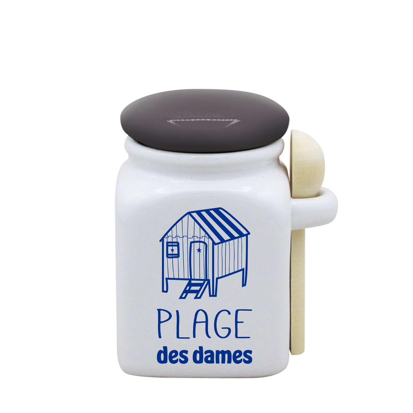 POT BLANC PM COUV. GRIS+CUIL. BOIS - SPE PETITES CAGNIOTTES CABINE PLAGE DES DAMES