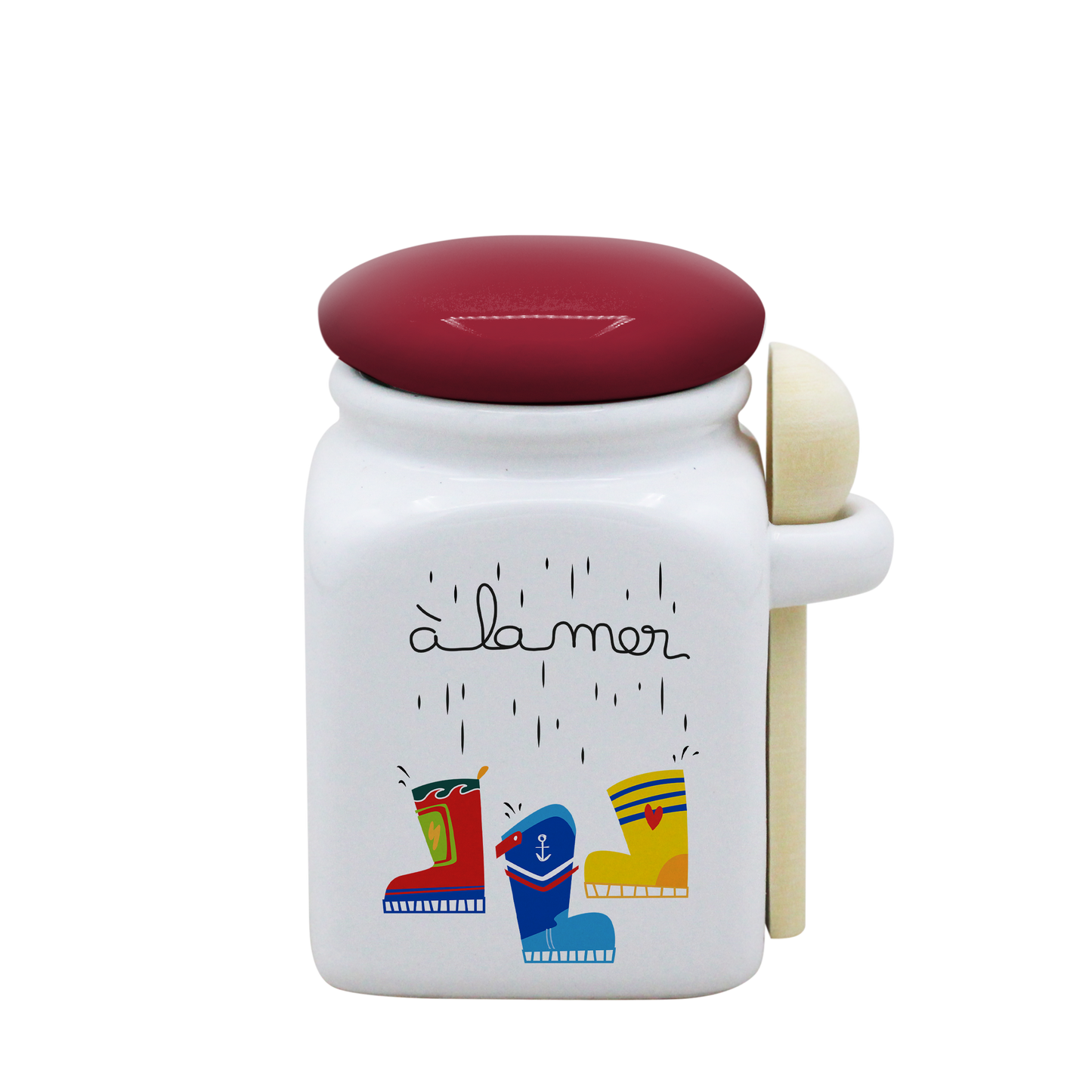POT BLANC PM COUV. ROUGE+CUIL. BOIS-A LA MER BOTTES