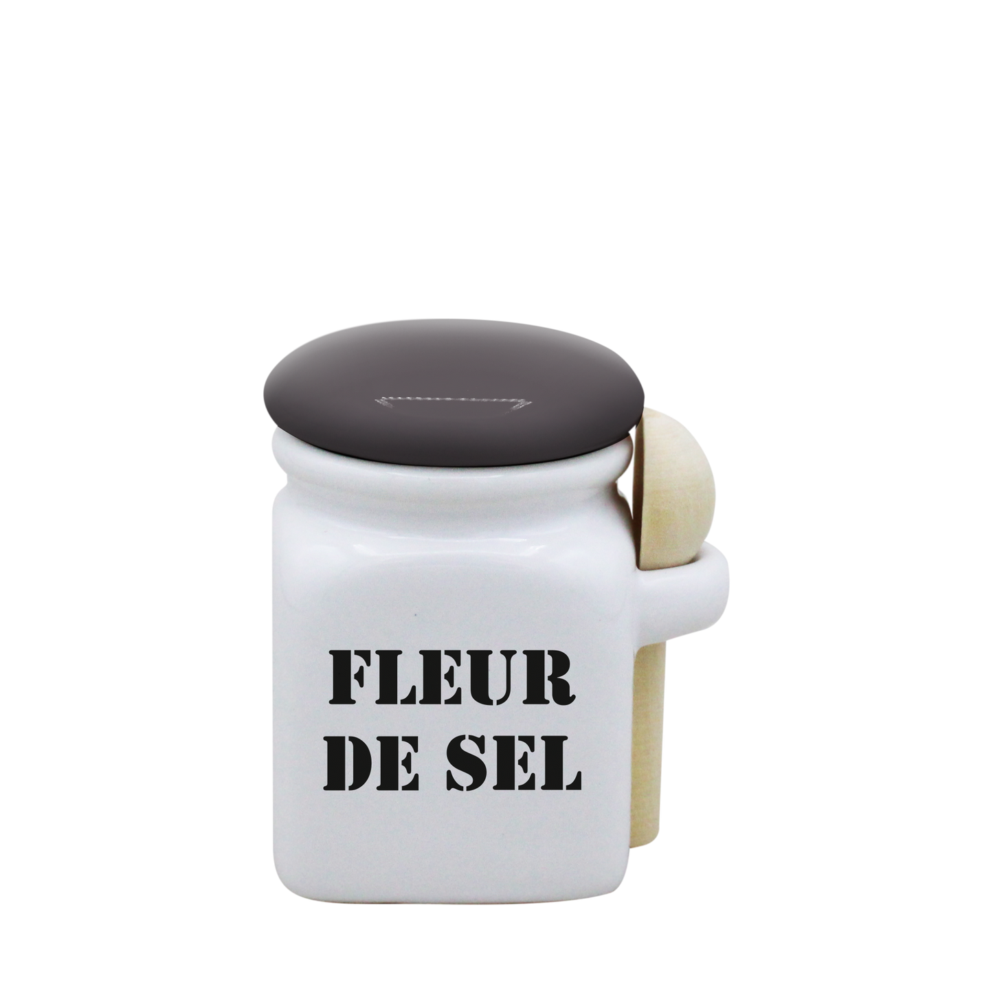 POT BLANC MINI COUV. GRIS+CUIL. BOIS-FLSEL