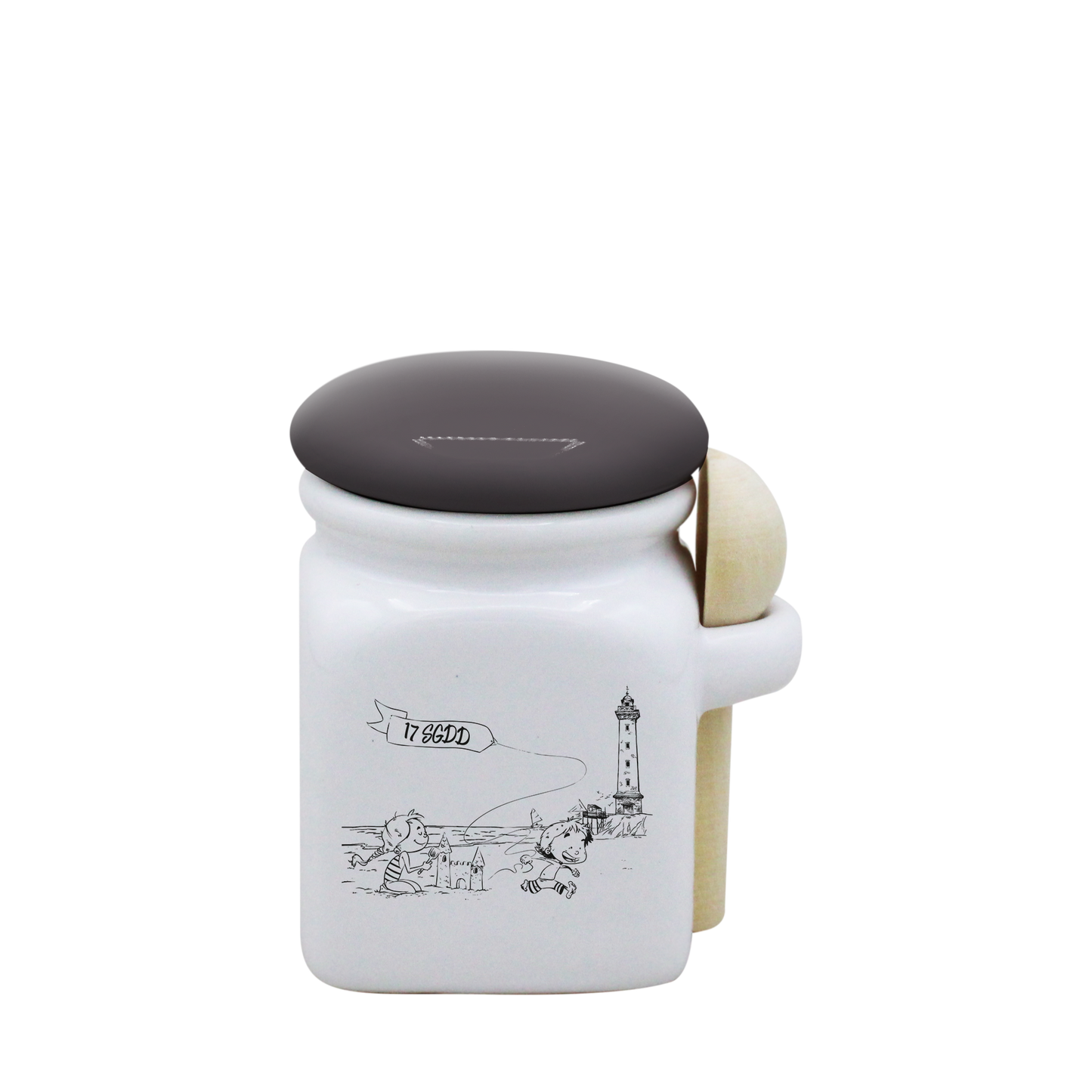 POT BLANC MINI COUV. GRIS+CUIL. BOIS - DESSIN HORIZONTAL ST GEORGES DE DIDONNE SPE BO ET BON