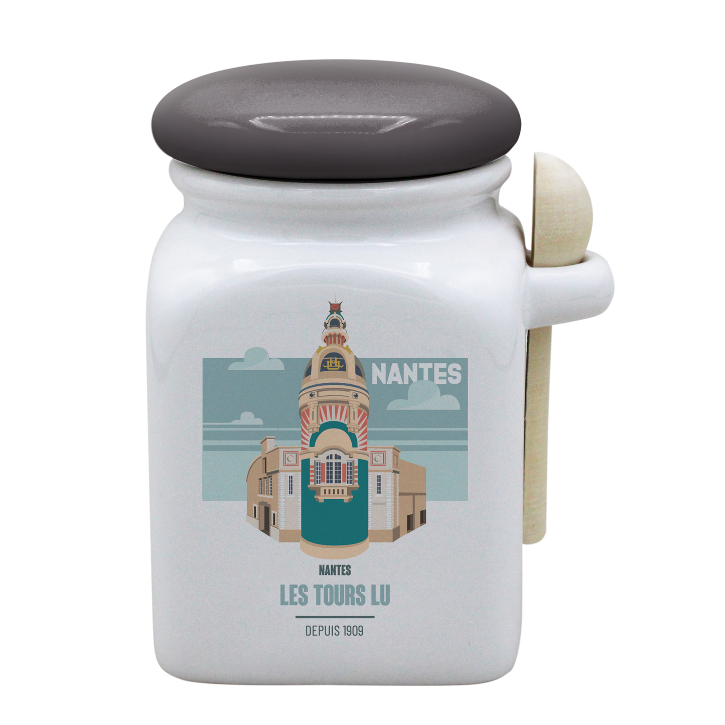 POT BLANC MM COUV. GRIS +CUIL. BOIS-NTETOUR