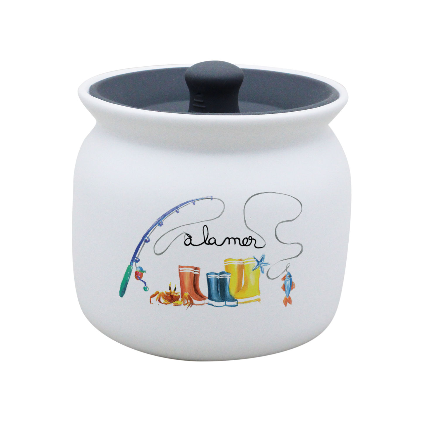 POT BLANC GM COUV. SILICONE GRIS -BOTTE A LA MER