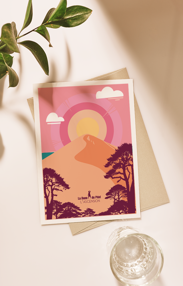 CARTE POSTALE FLAT DESIGN PILAT ROSE VINTAGE