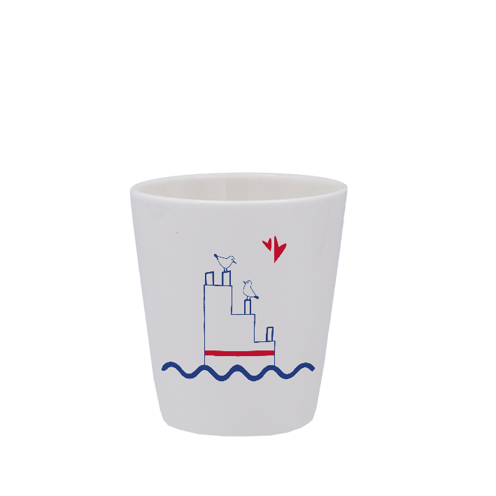 TASSE ESPRESSO BLANCHE S/ANSE -La Petite Emi - Plongeoir Plage des Godelins