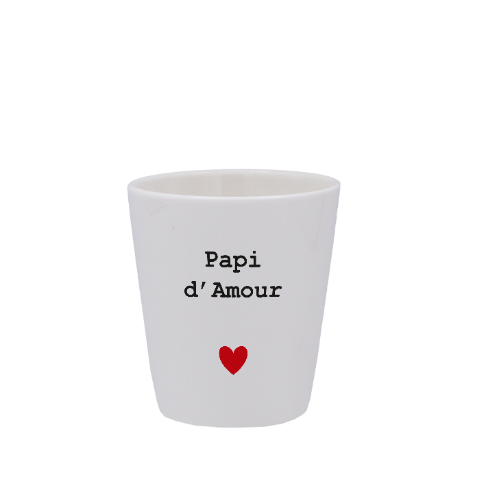 TASSE ESPRESSO BLANCHE S/ANSE - CŒUR PAPI D'AMOUR