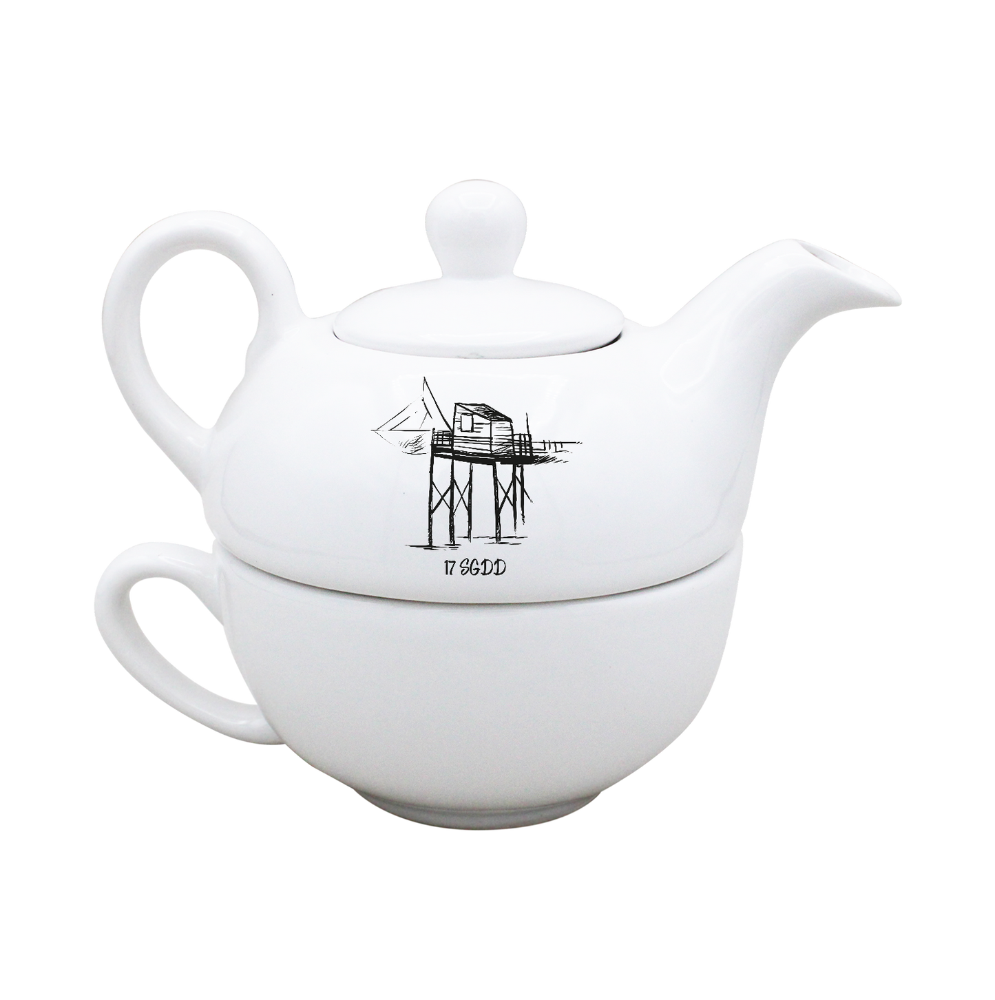 THEIERE SOLITAIRE BLANCHE - CARRELET NOIR SPE BO ET BON