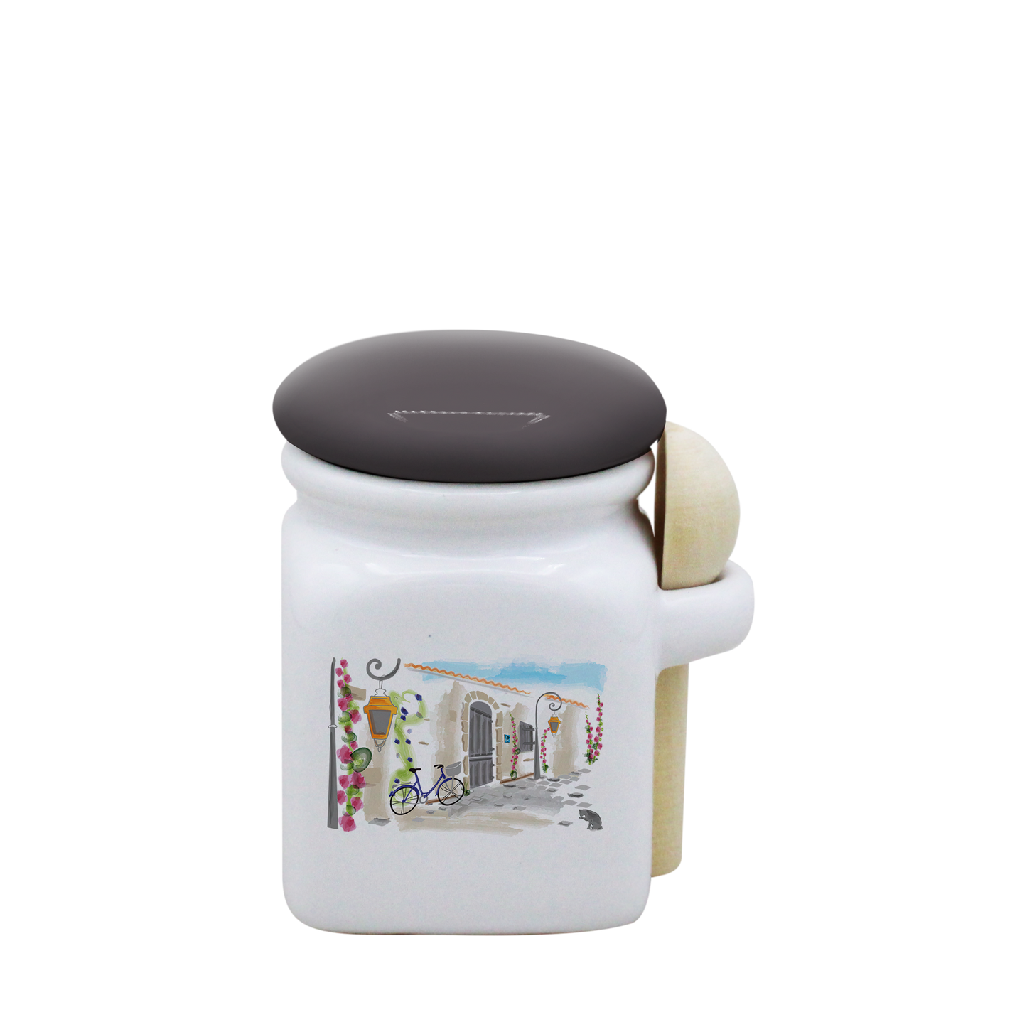 POT BLANC MINI COUV. GRIS+CUIL. BOIS-RUATL