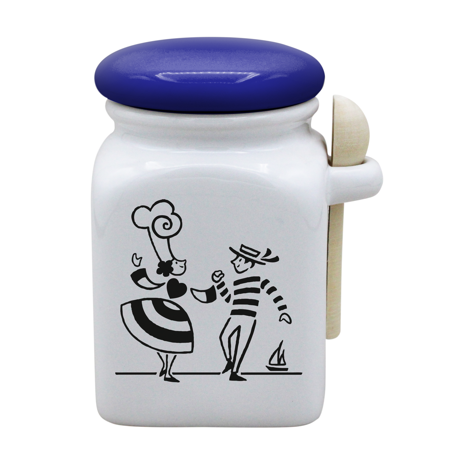 POT BLANC MM COUV. BLEU +CUIL. BOIS-LDANS