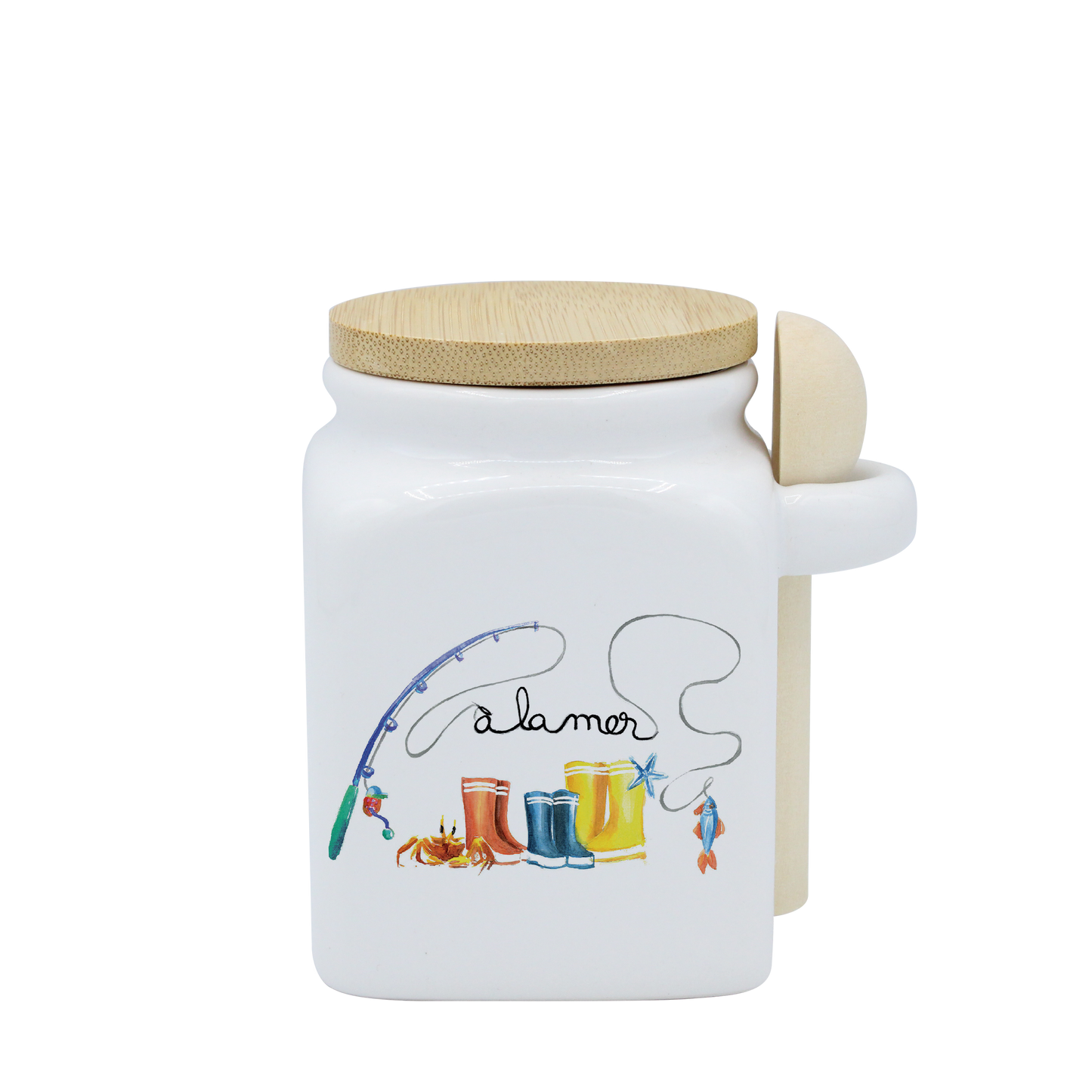 POT BLANC PM COUV. BAMBOO+CUIL. BOIS-BOTTE A LA MER
