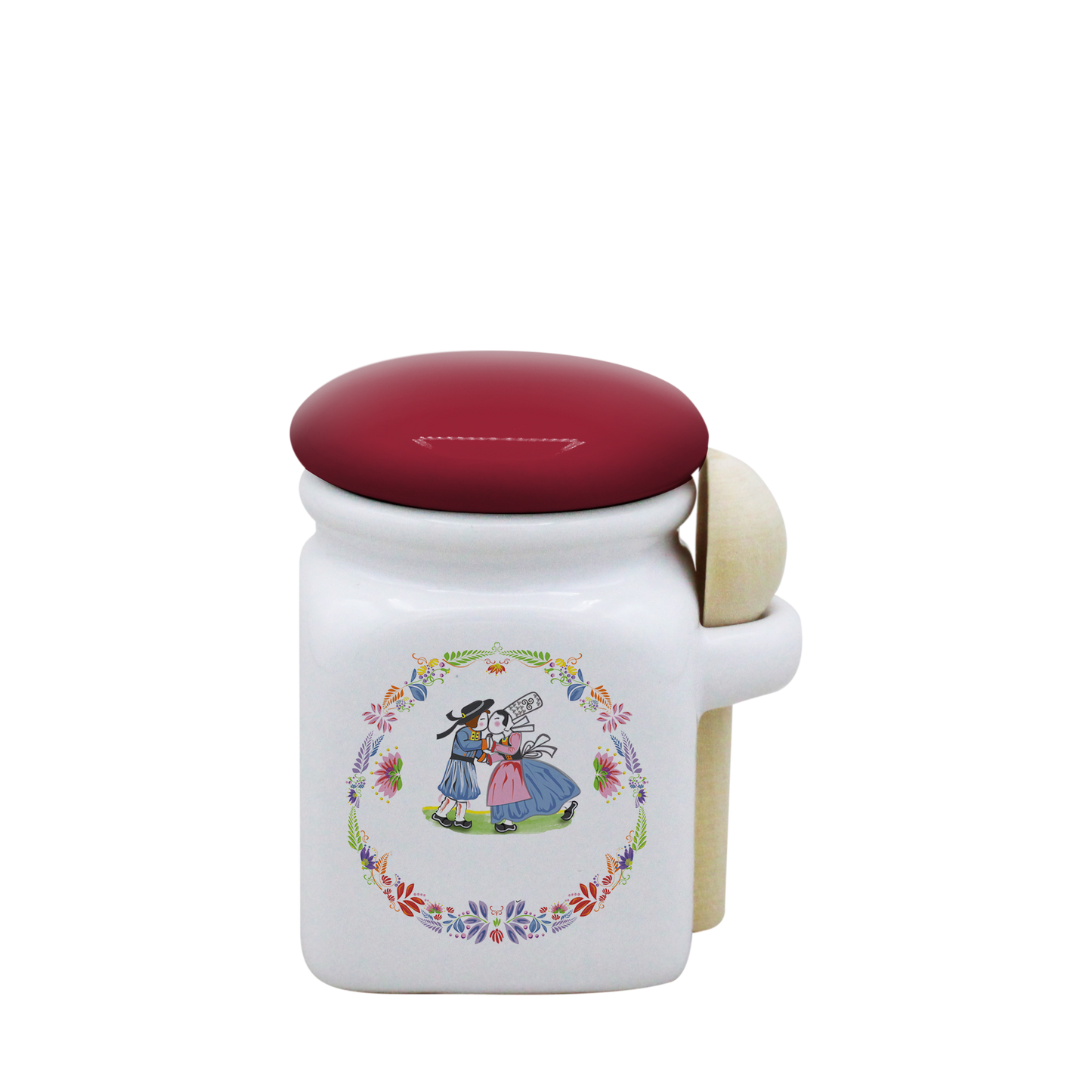 POT BLANC MINI COUV. ROUGE+CUIL. BOIS -BTNER