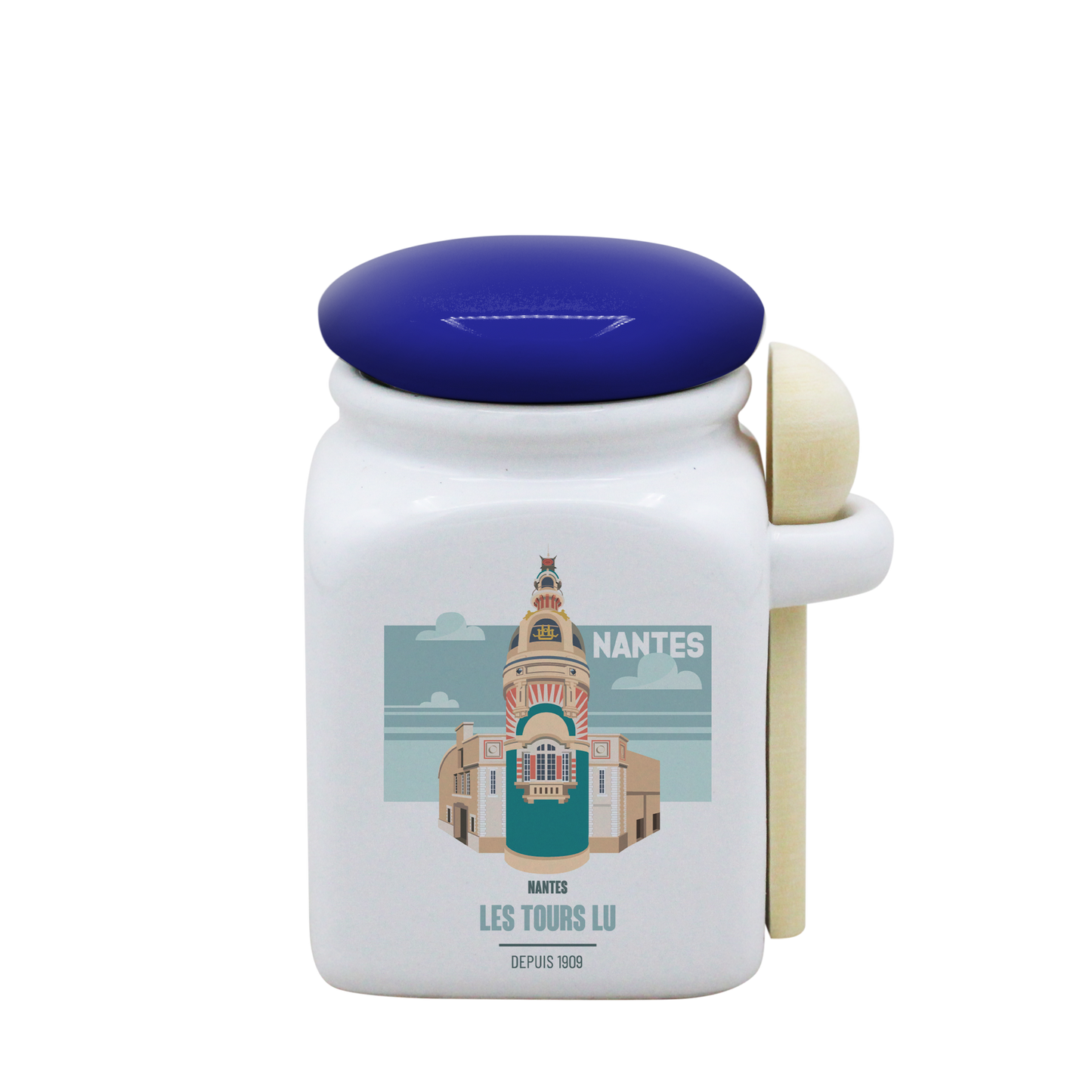 POT BLANC PM COUV. BLEU+CUIL. BOIS-NTETOUR